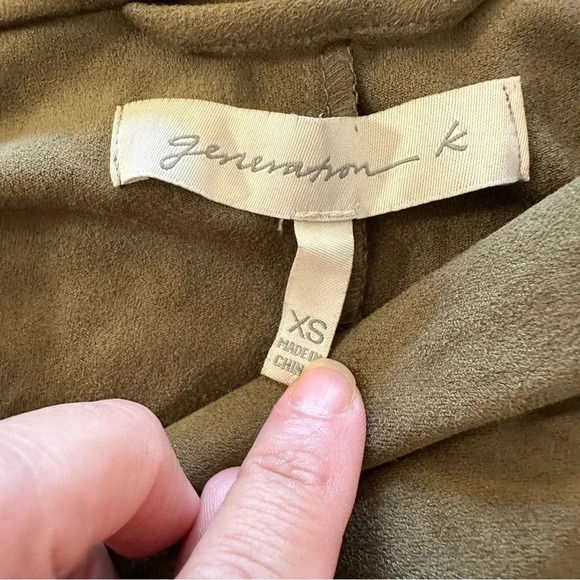 Generation K Faux Suede Short jacket Size XS, military green - Picture 3 of 4